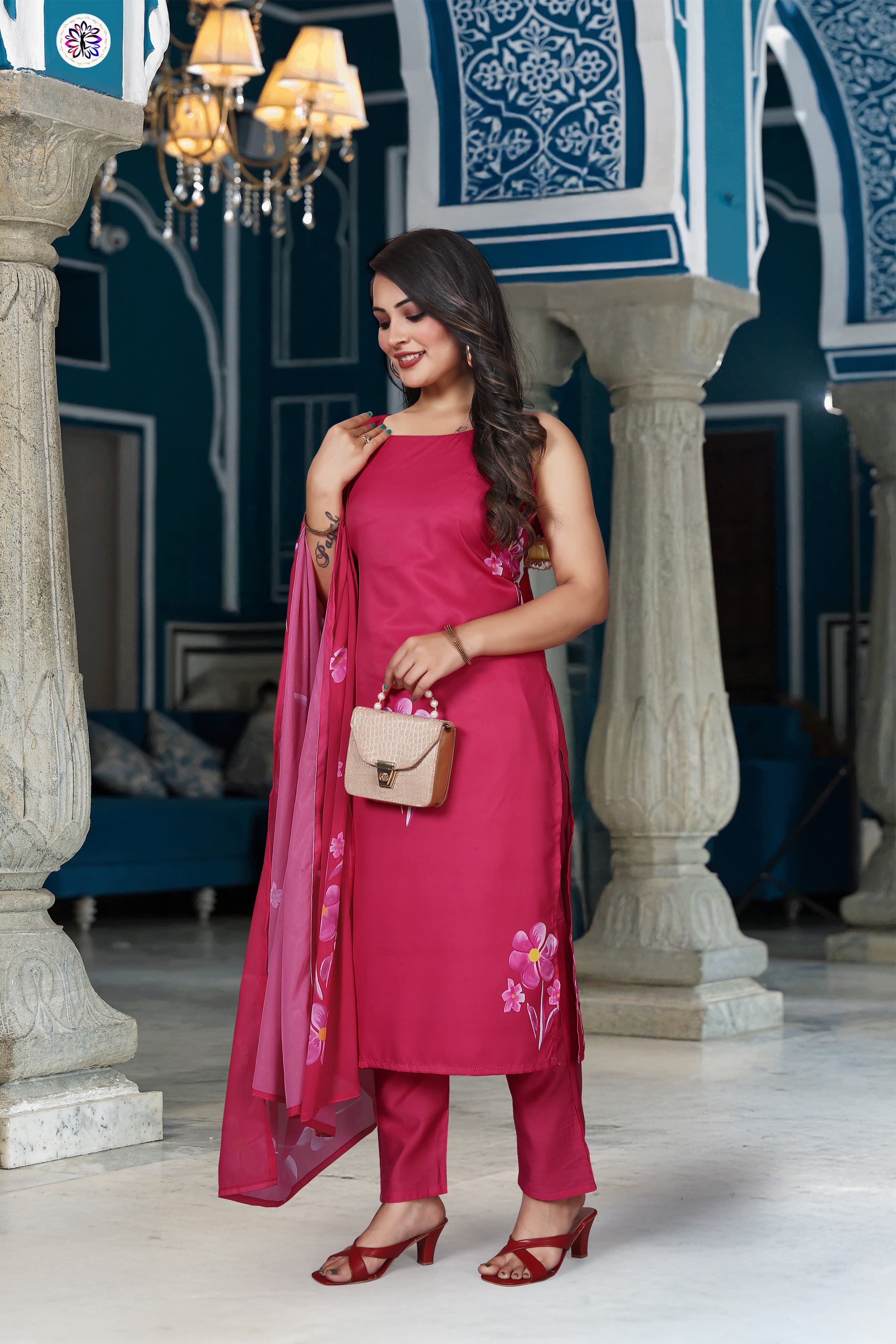 Lekha KL 226 Viscose French Crepe Printed Kurti Bottom With Dupatta