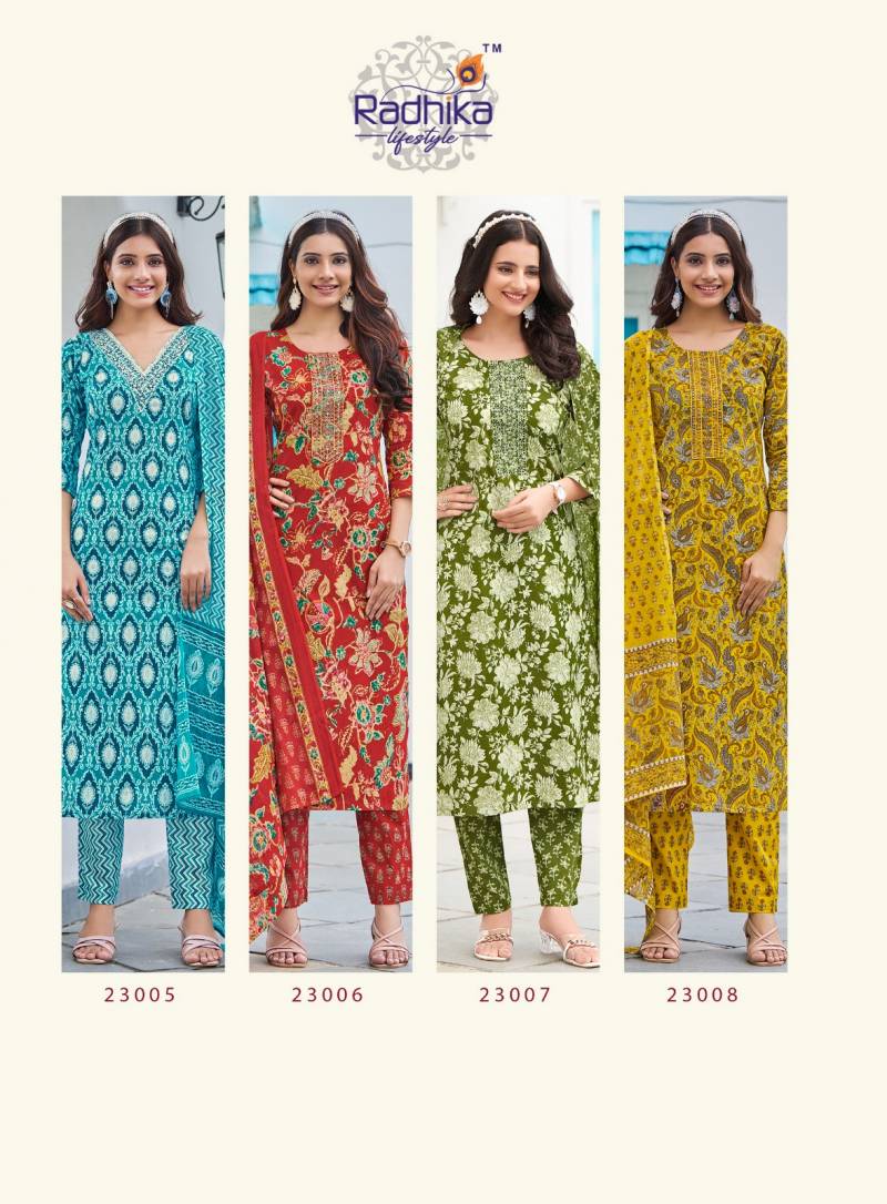 Radhika Cotton Kudi Vol 23 Cotton Kurti Pant With Dupatta Collection