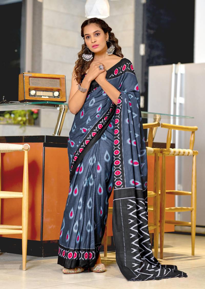 Scdf Prexa Ikkat Block Printed Cotton Sarees Collection
