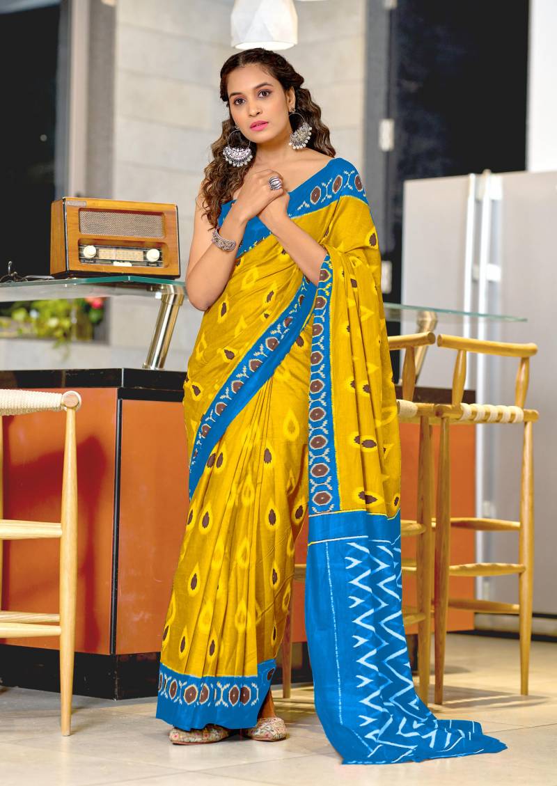 Scdf Prexa Ikkat Block Printed Cotton Sarees Collection
