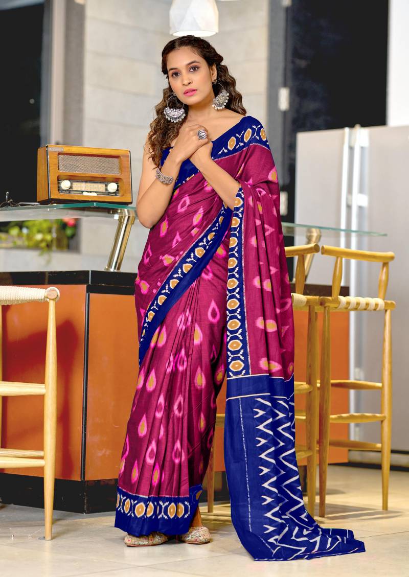 Scdf Prexa Ikkat Block Printed Cotton Sarees Collection
