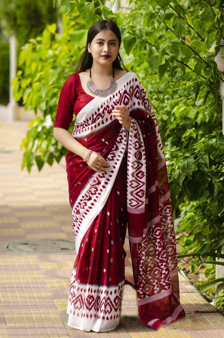 Scmd Anokhi A Digital Printed Linen Cotton Fancy Saree Collection