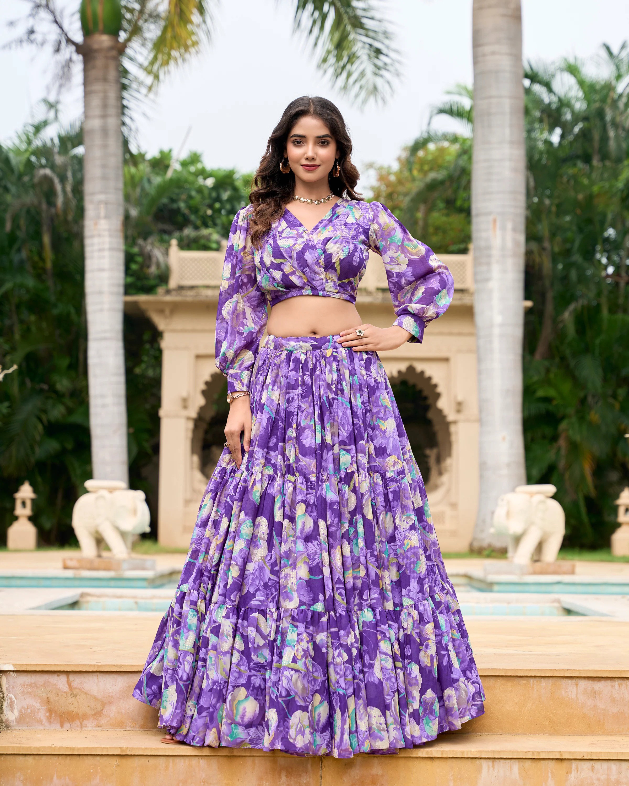 James Milli Flower 3 Faux Georgette Printed Party Wear Lehenga Choli