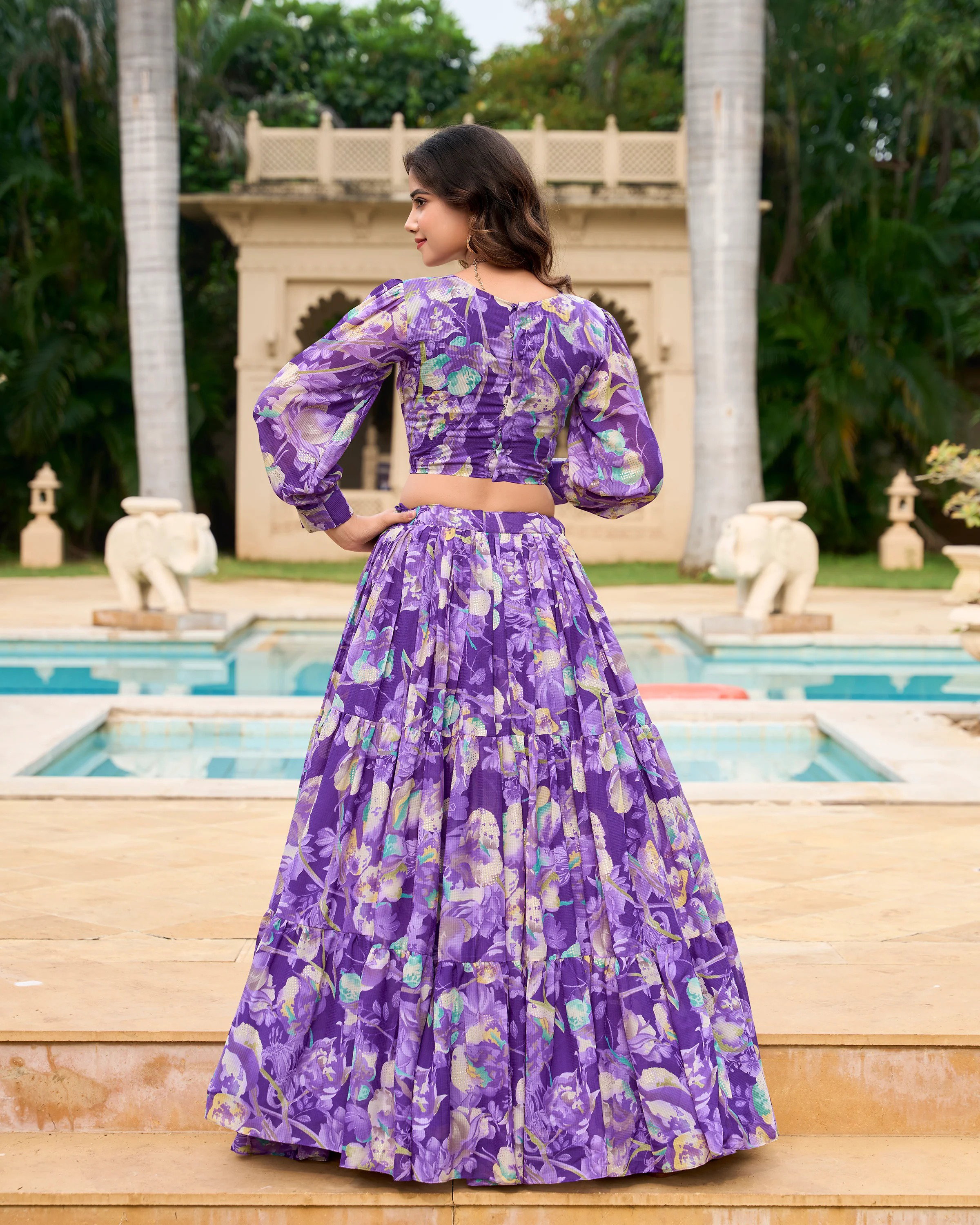 James Milli Flower 3 Faux Georgette Printed Party Wear Lehenga Choli