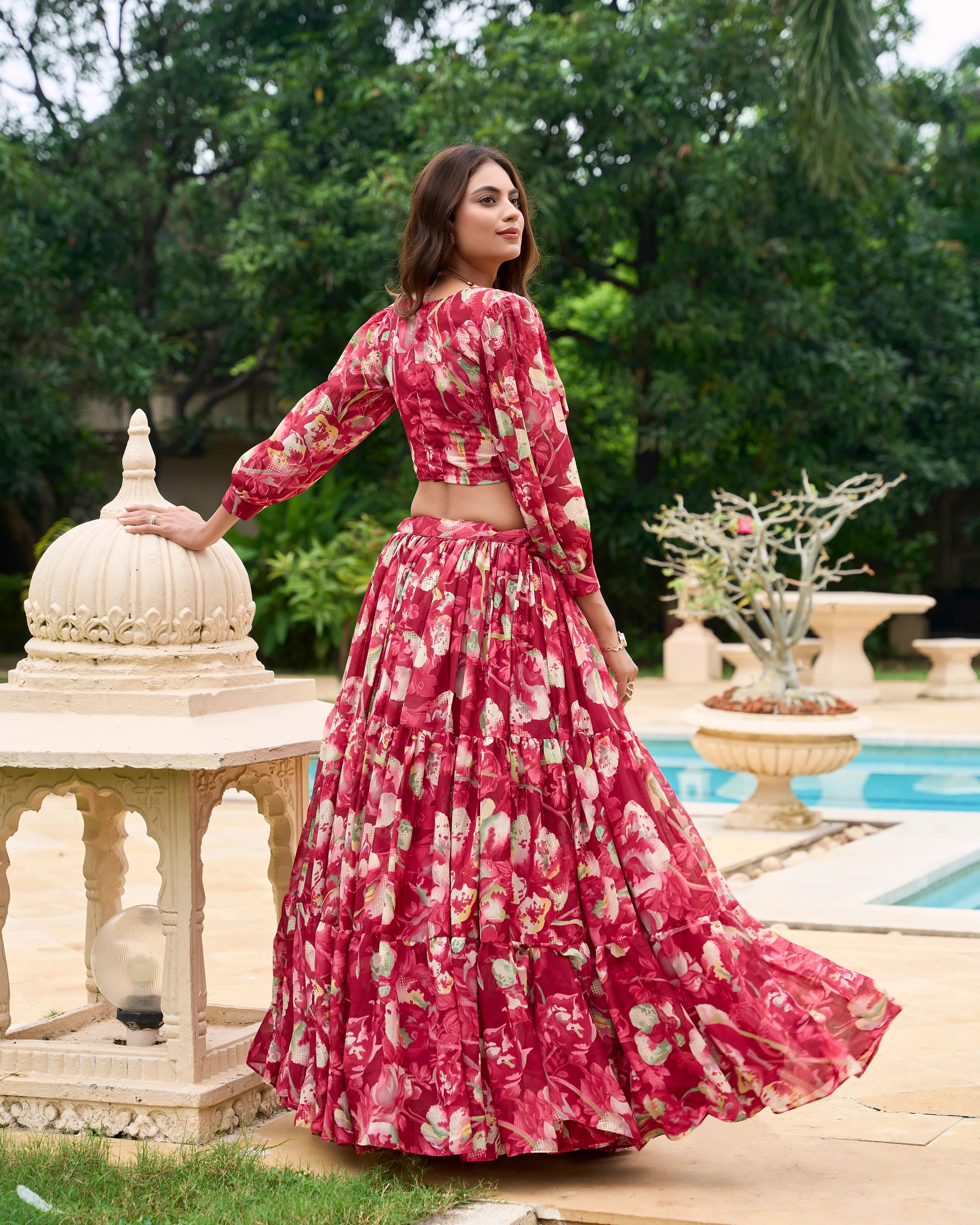 James Milli Flower 3 Faux Georgette Printed Party Wear Lehenga Choli