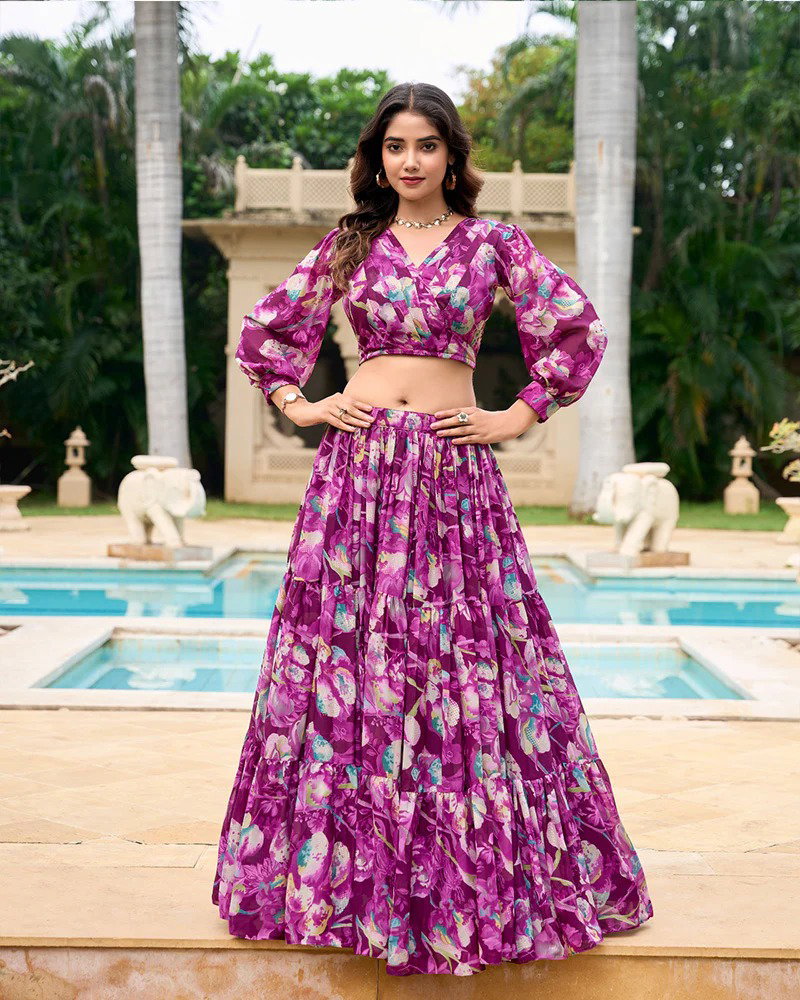 James Milli Flower 3 Faux Georgette Printed Party Wear Lehenga Choli
