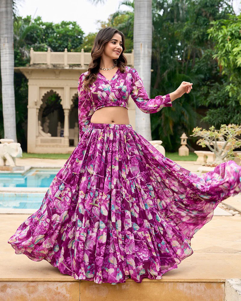 James Milli Flower 3 Faux Georgette Printed Party Wear Lehenga Choli