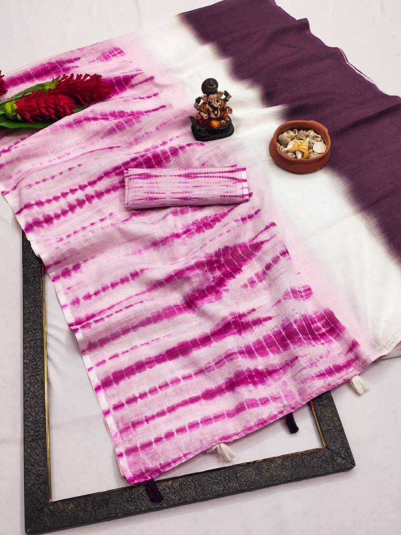 Scvs Aruni Casual Wear Linen Ikkat Printed Sarees Collection