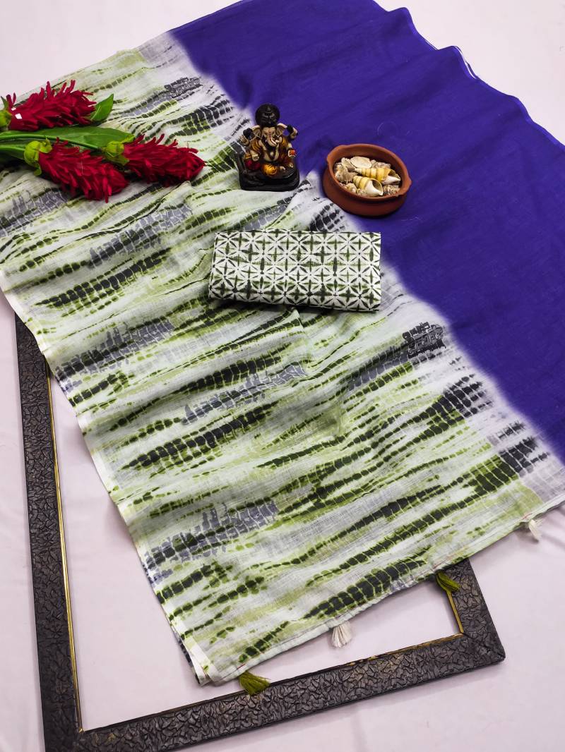 Scvs Aruni Casual Wear Linen Ikkat Printed Sarees Collection