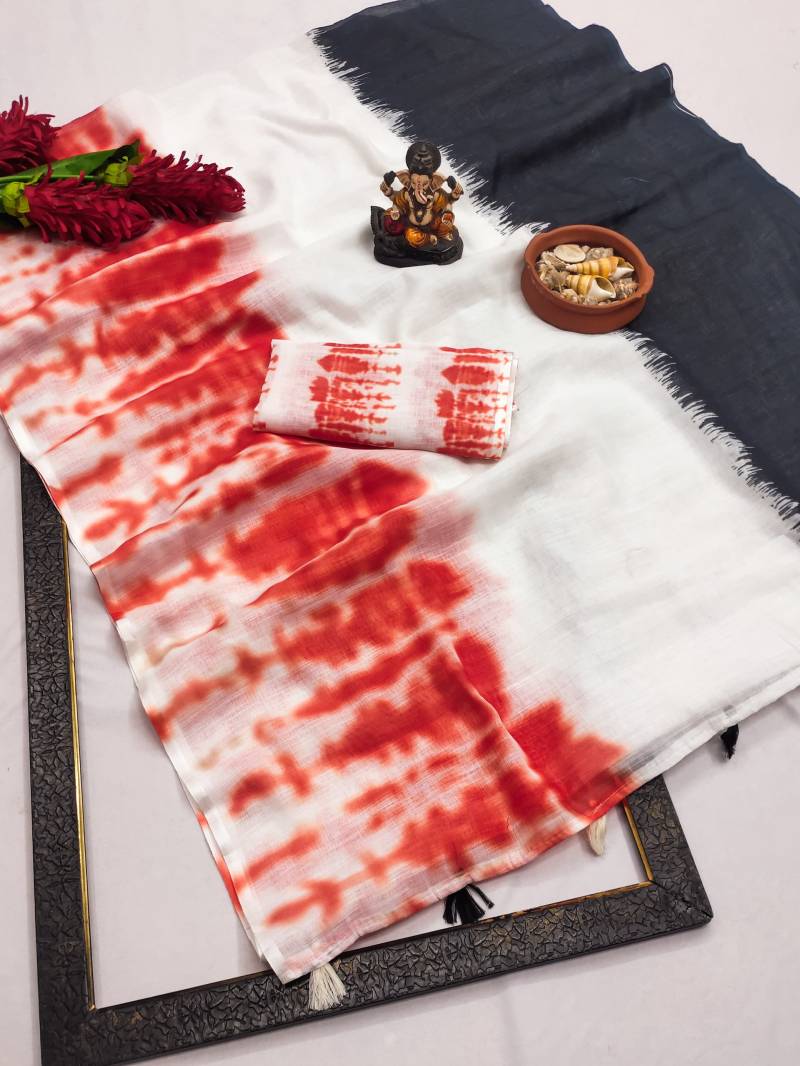 Scvs Aruni Casual Wear Linen Ikkat Printed Sarees Collection