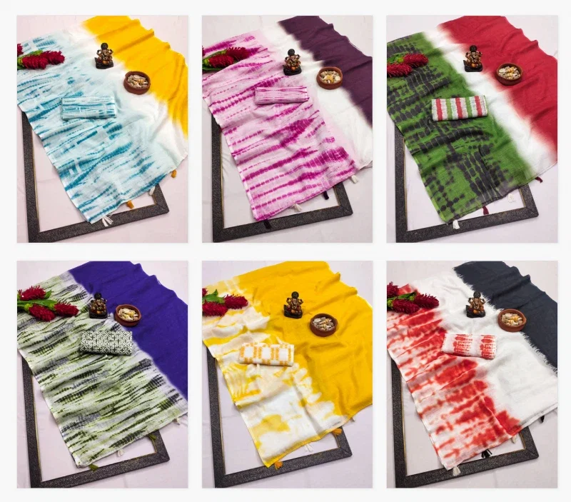 Scvs Aruni Casual Wear Linen Ikkat Printed Sarees Collection