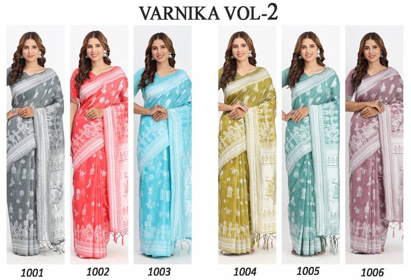 Ast Varnika Vol 2 Tradtional Wear Linen Cotton Fancy Sarees Collection