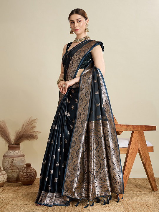 Maahi 187 Party Wear Zari Weaving Worked Soft Silk Saree with Unstitched Blouse