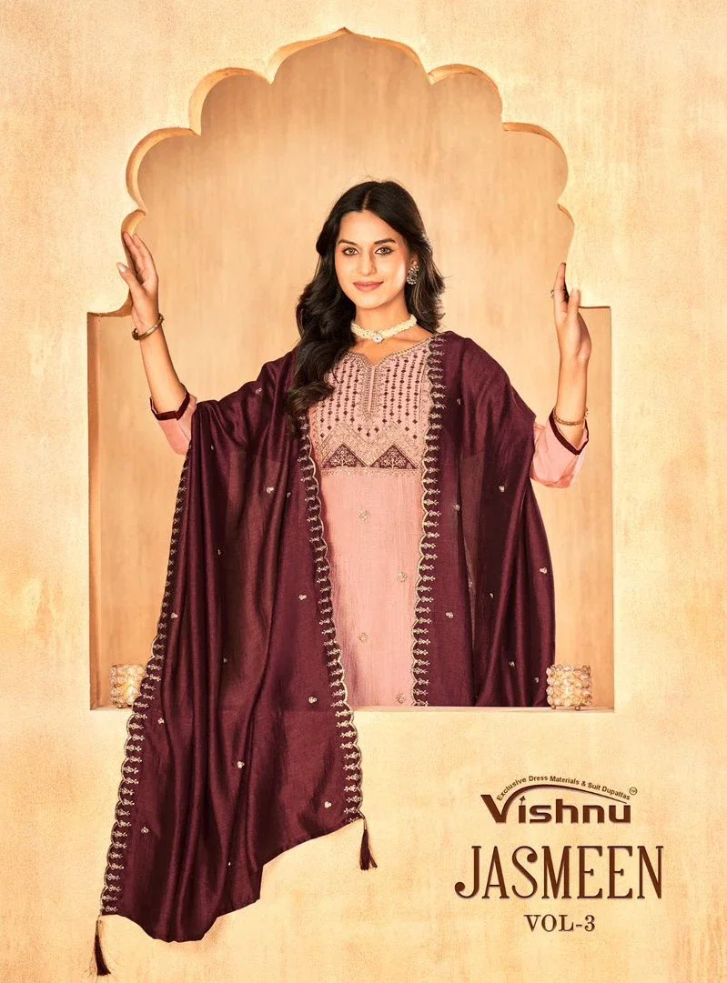 Vishnu Jasmeen Vol 3 Vichitra Silk Fancy Dress Material