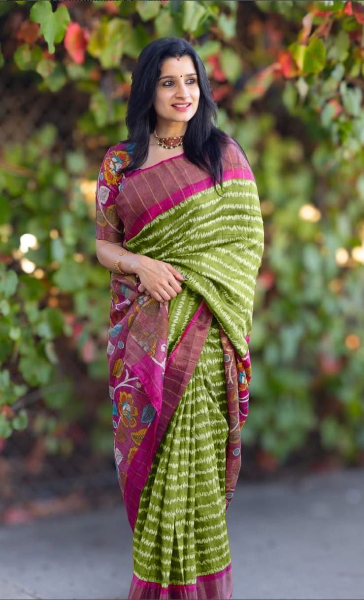 Scmg Ethnic Casual Wear Linen Cotton Printed Saree Collection
