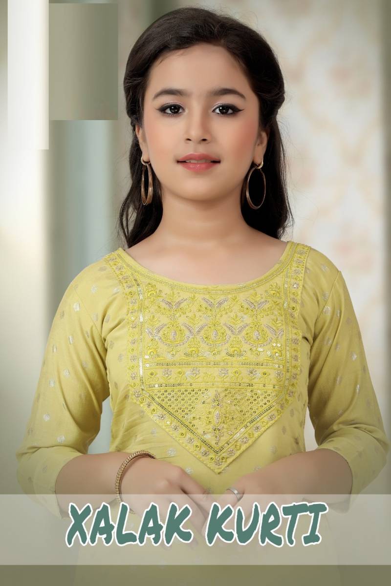 Xalak Kurti 9048 Roman Shimmer Kids Kurti Collection