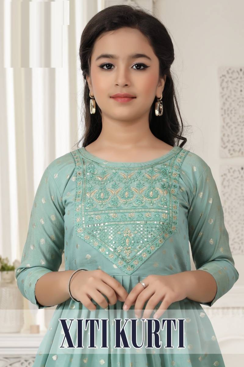 Xiti Kurti 9049 Roman Shimmer Kids Kurti Collection