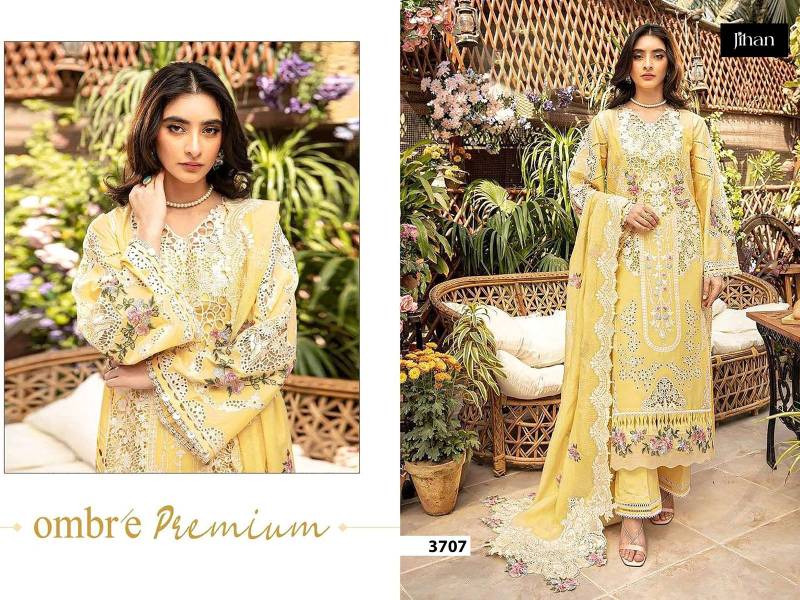 Jihan 3707 To 3709 Cotton Embroidered Pakistani Salwar Suits