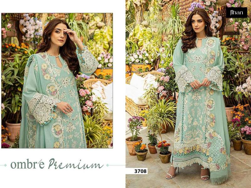 Jihan 3707 To 3709 Cotton Embroidered Pakistani Salwar Suits