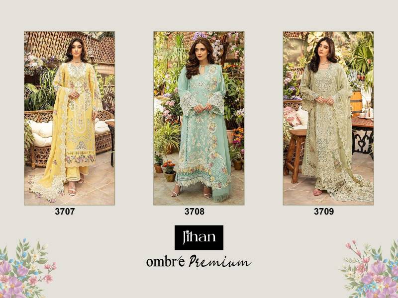 Jihan 3707 To 3709 Cotton Embroidered Pakistani Salwar Suits