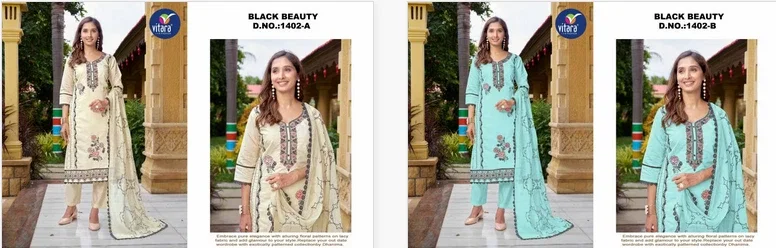 Vitara Black Beauty Roman Silk Kurti Bottom With Dupatta