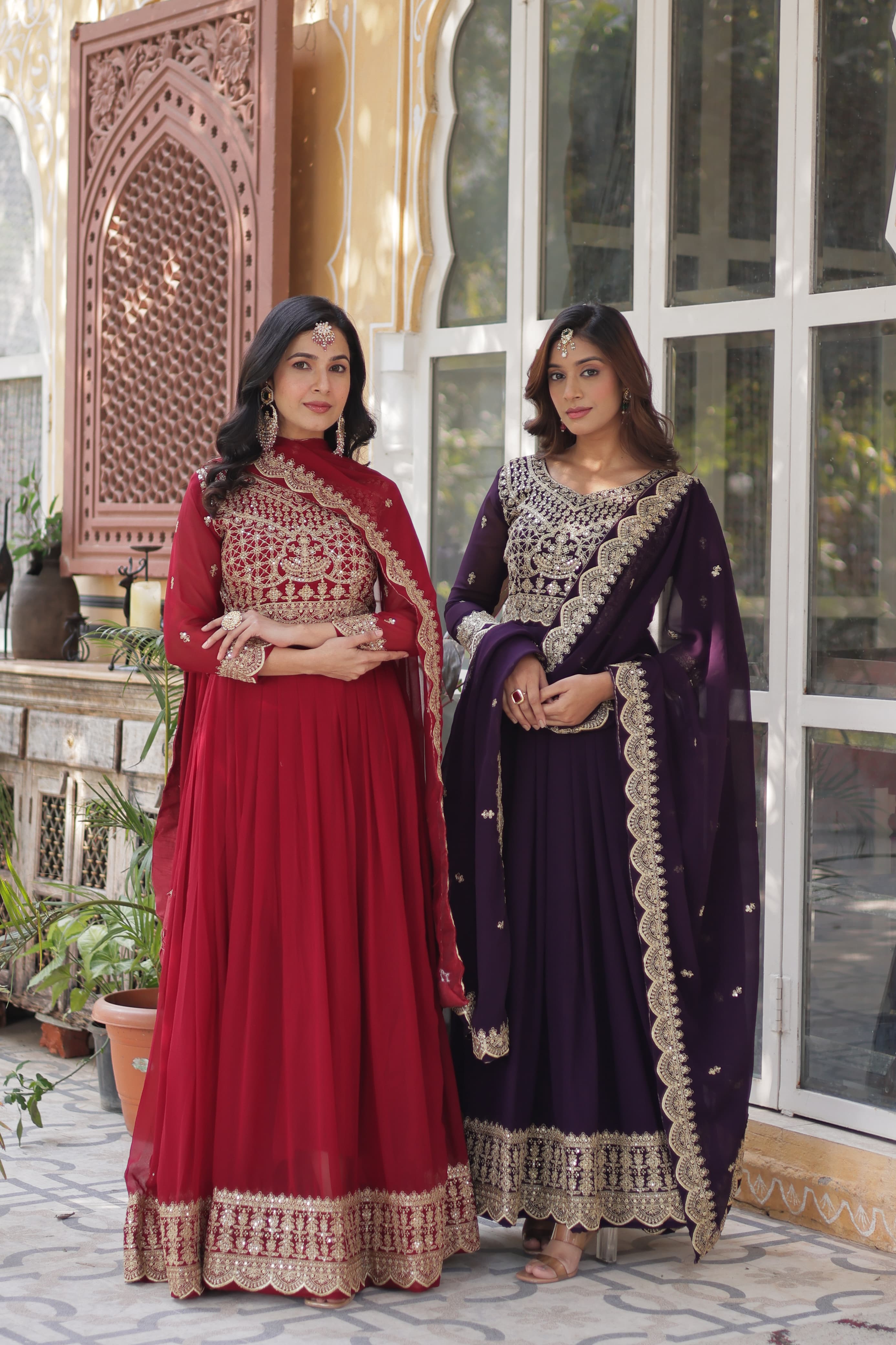 Lekha KA 1137 Faux Blooming Embroidery Zari Sequins Gown Collection