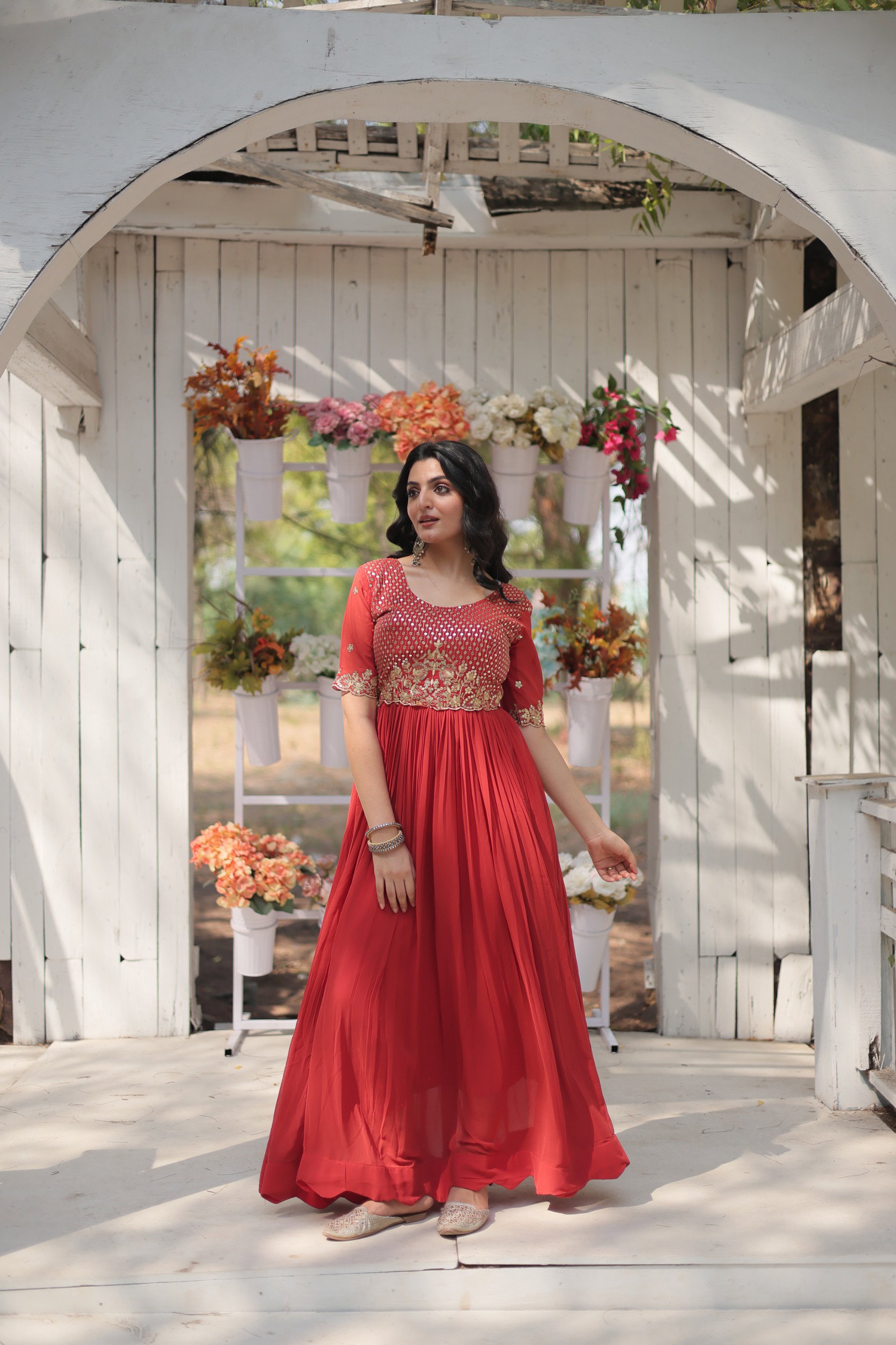 Lekha KA 1108 Faux Blooming Embroidery Zari Sequins Gown Collection