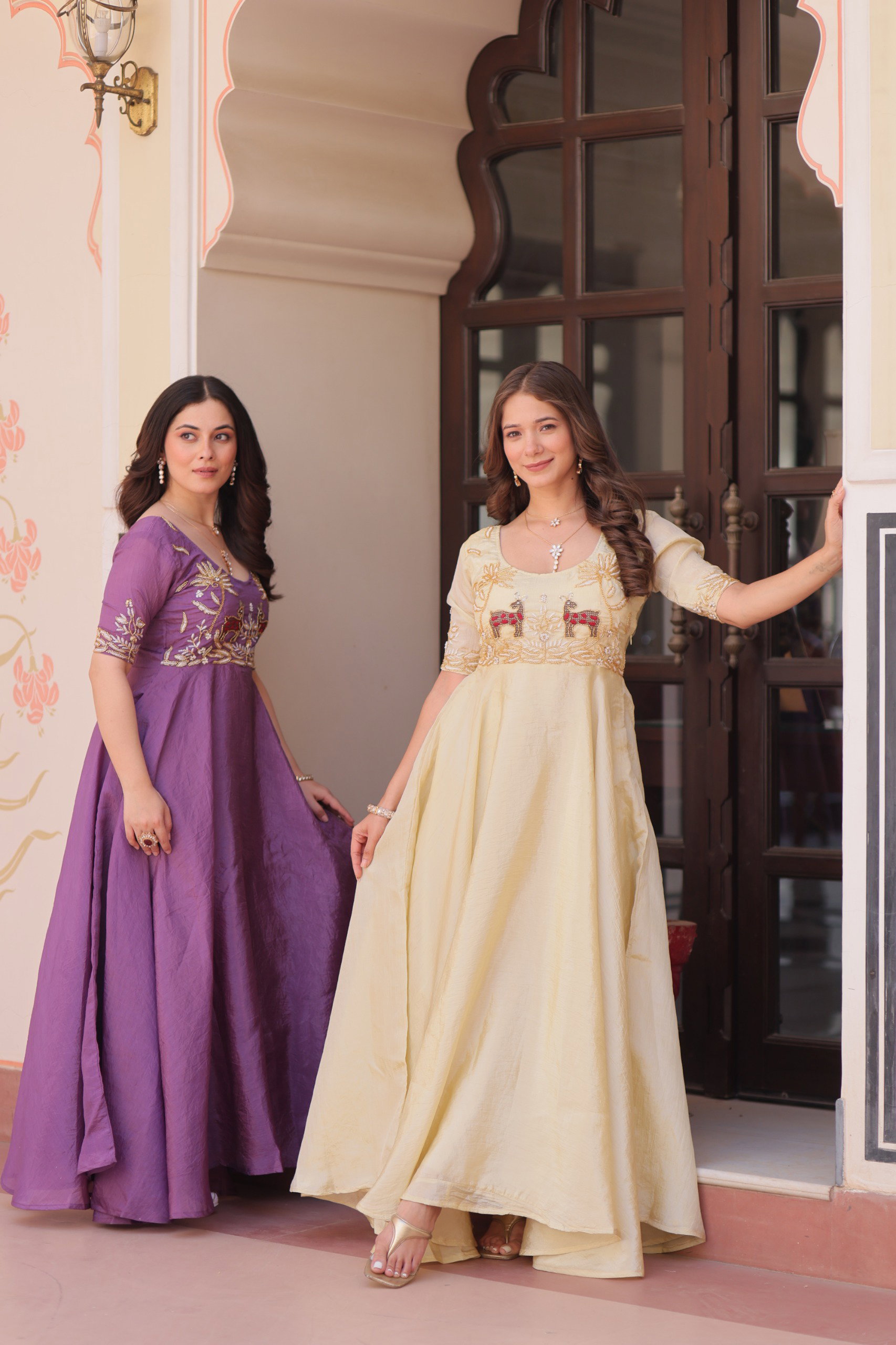 Lekha KA 1176 Gold Crush  With Beads Embroidered Work Gown Collection