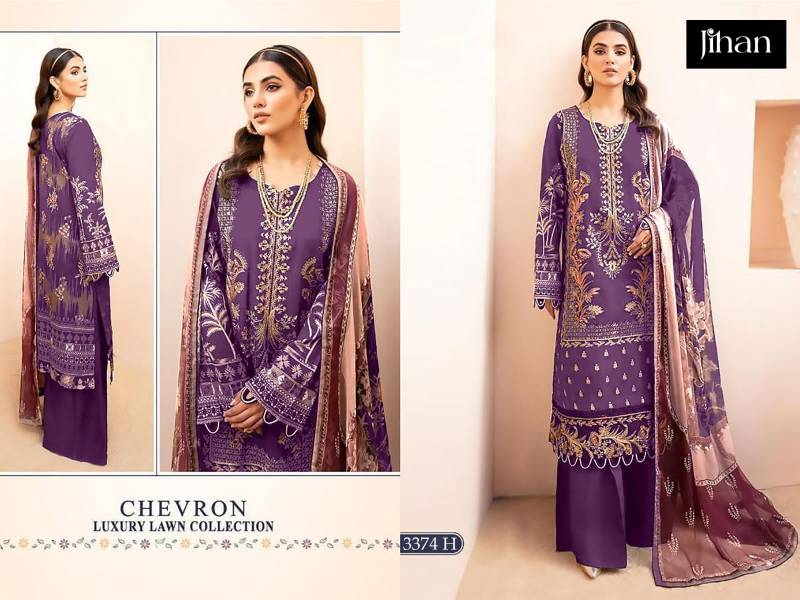 Jihan Chevron 3374 H To J Cotton Dupatta Pakistani Salwar Kameez