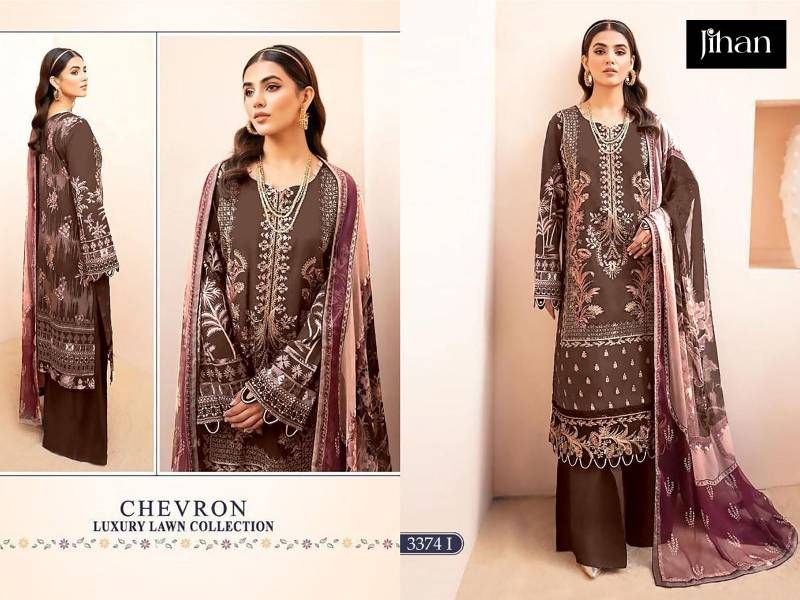 Jihan Chevron 3374 H To J Cotton Dupatta Pakistani Salwar Kameez