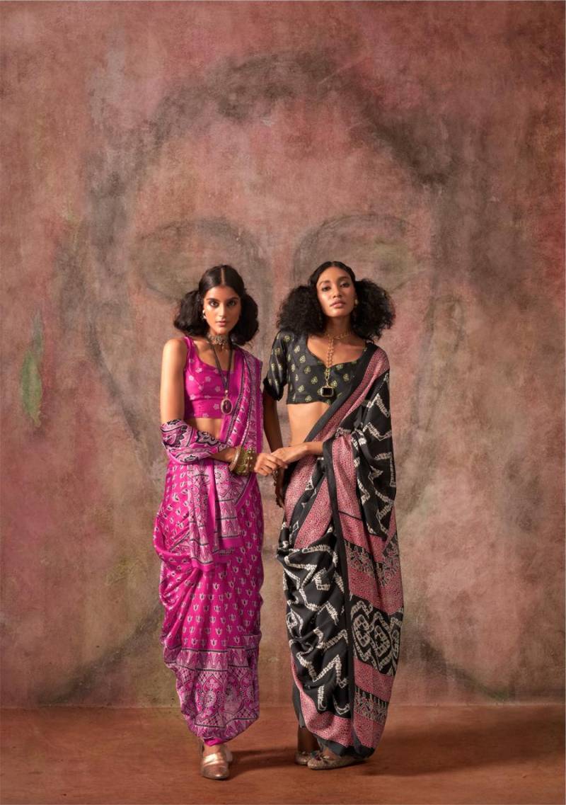Rajtex Khoj Ajrakh Printed Satin Georgette Saree Collection