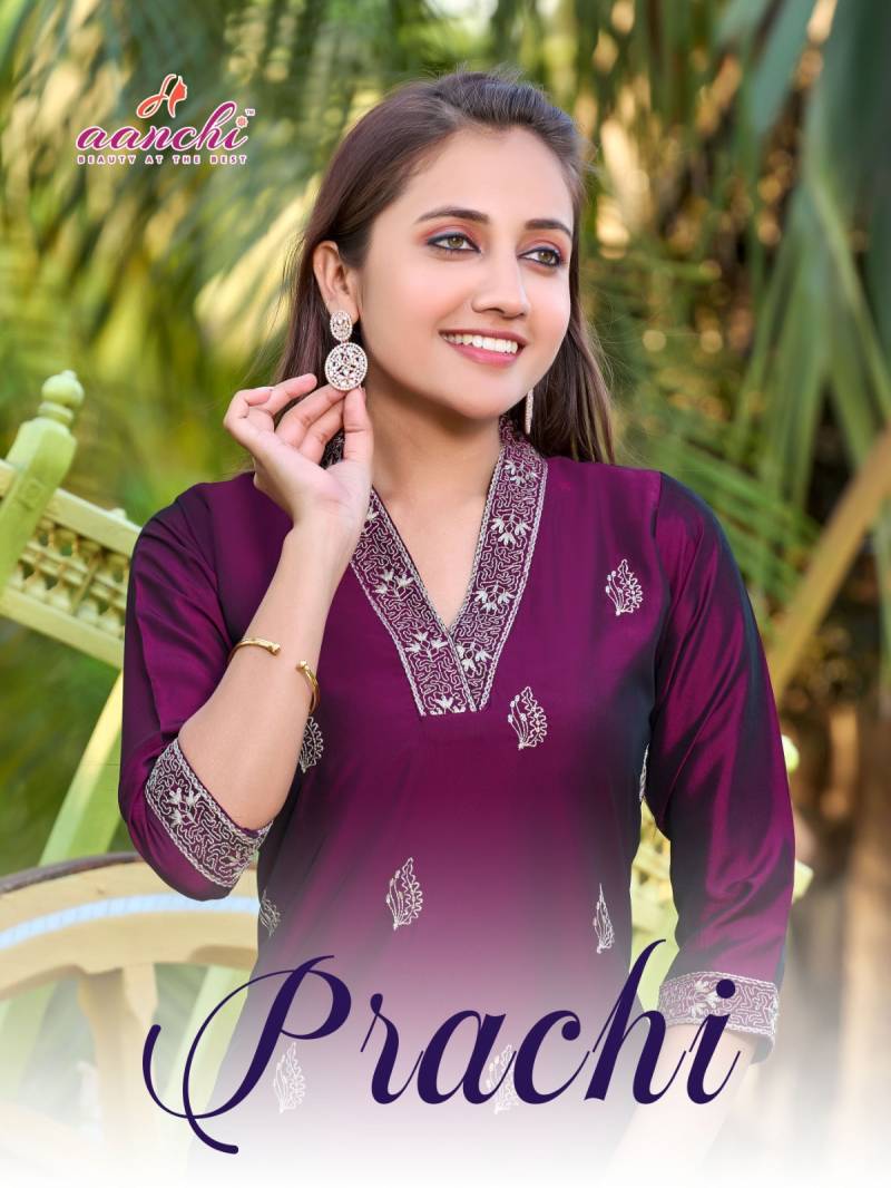 Aanchi Prachi Rangila Silk Straight Cut Kurti Collection