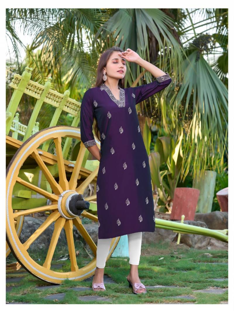Aanchi Prachi Rangila Silk Straight Cut Kurti Collection
