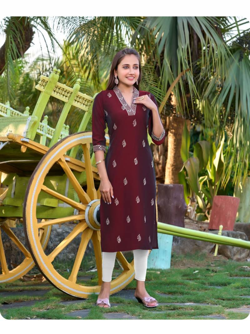 Aanchi Prachi Rangila Silk Straight Cut Kurti Collection
