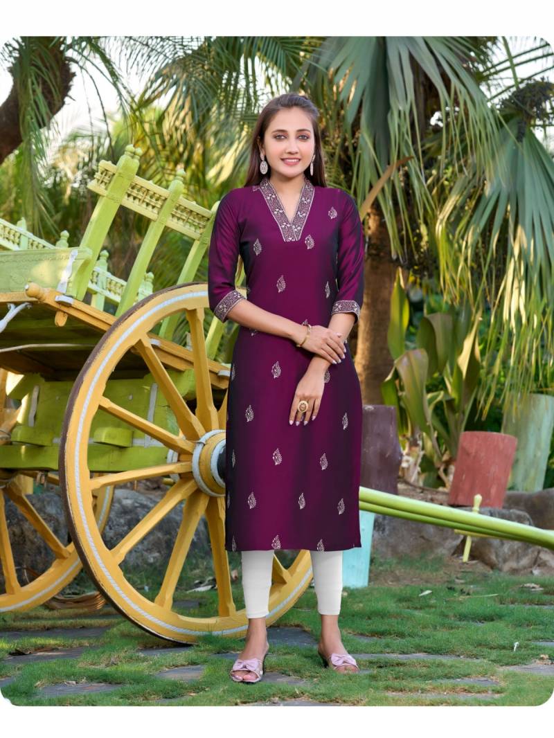 Aanchi Prachi Rangila Silk Straight Cut Kurti Collection