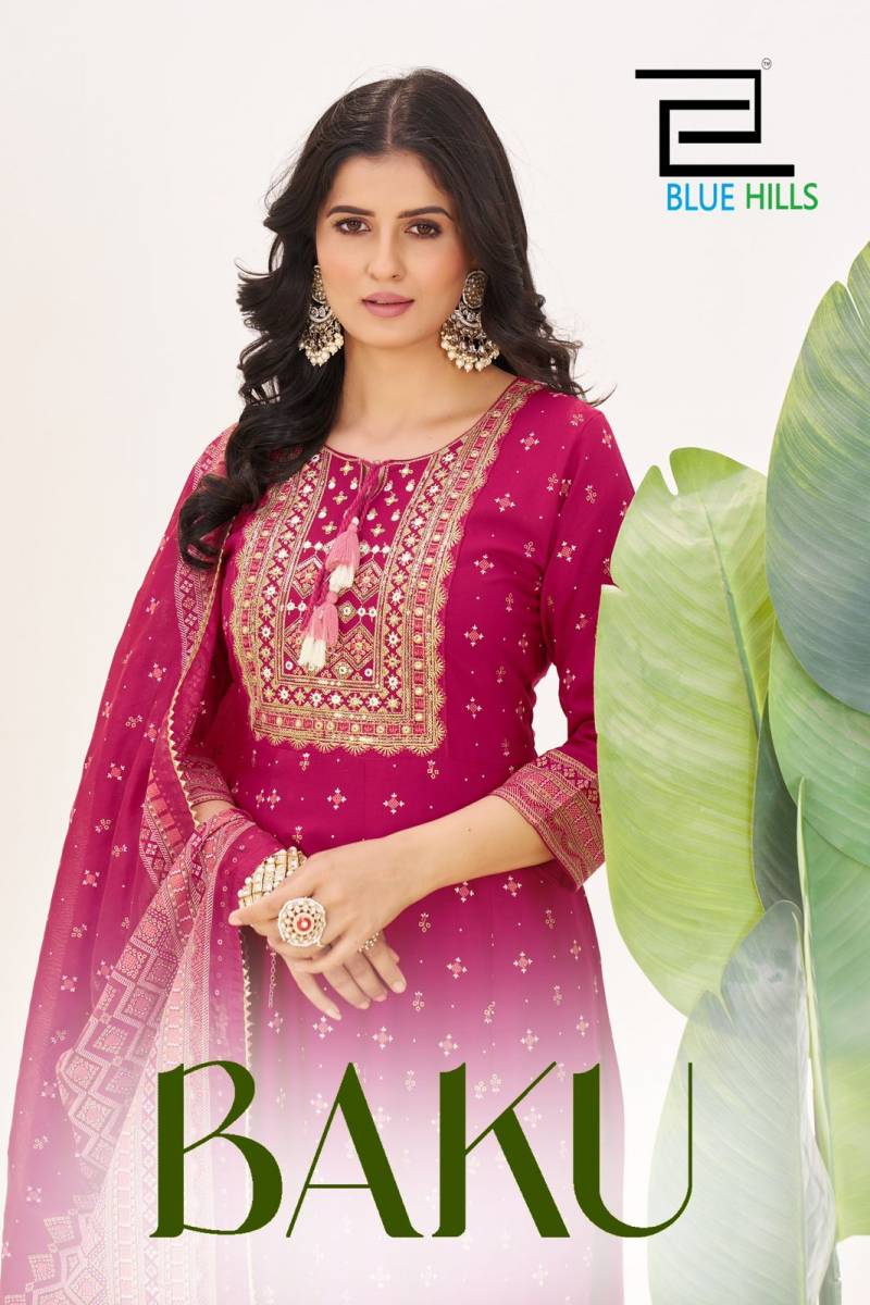 Blue Hills Baku Rayon Embroidered Kurti Bottom With Dupatta