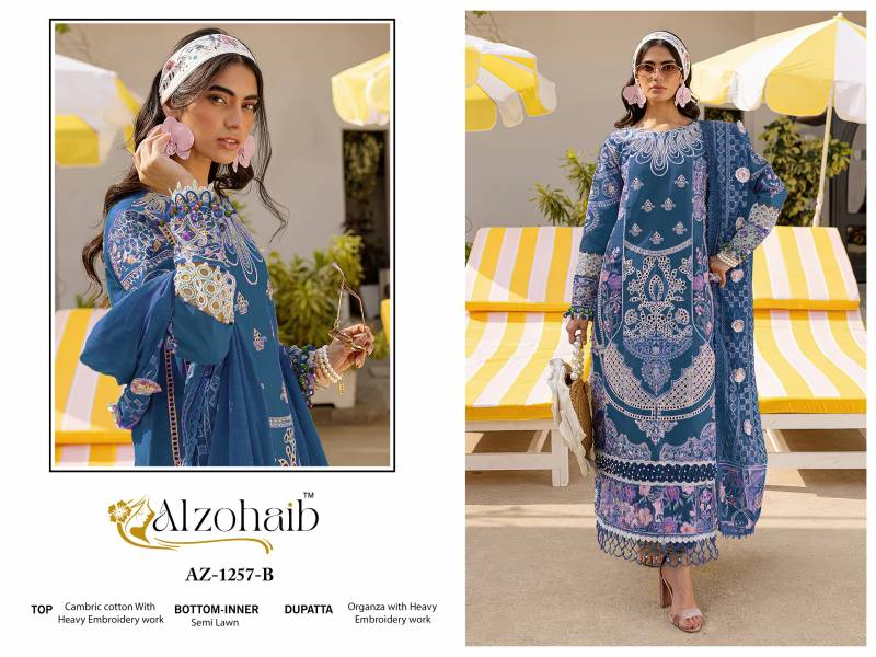 Alzohaib Az 1257 A And B Cambric Cotton Pakistani Suits