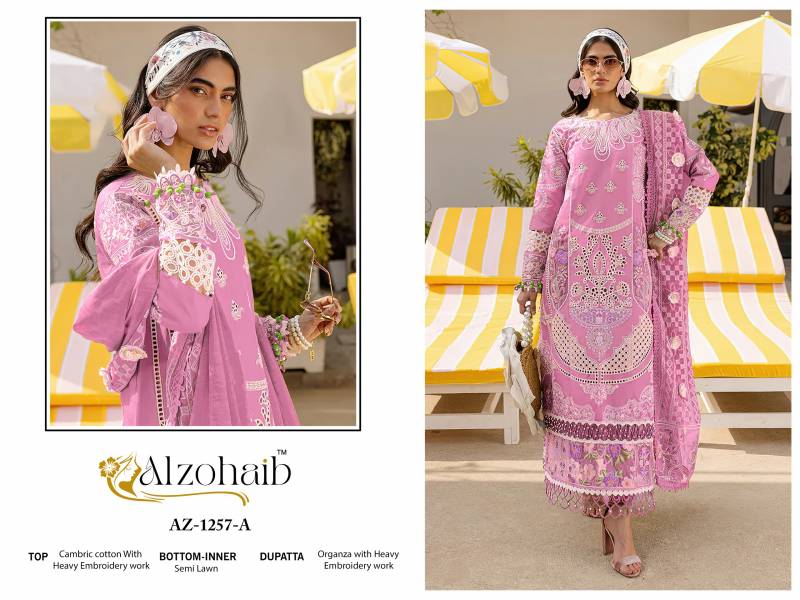 Alzohaib Az 1257 A And B Cambric Cotton Pakistani Suits