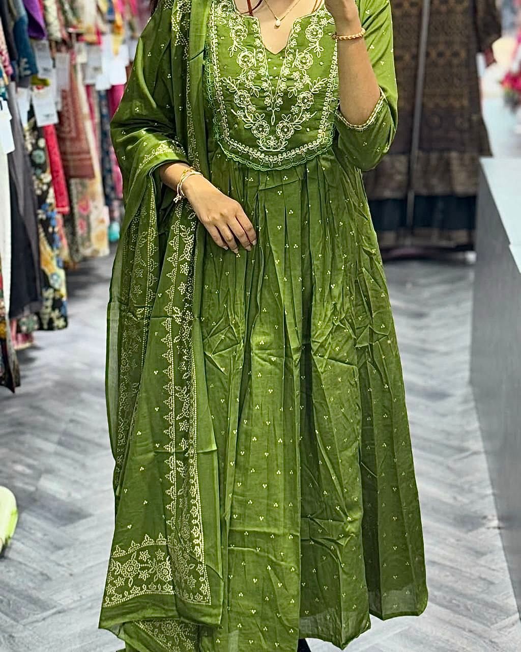 Lekha SC Kaya Cotton Print With Embroidery Kurti Bottom With Dupatta
