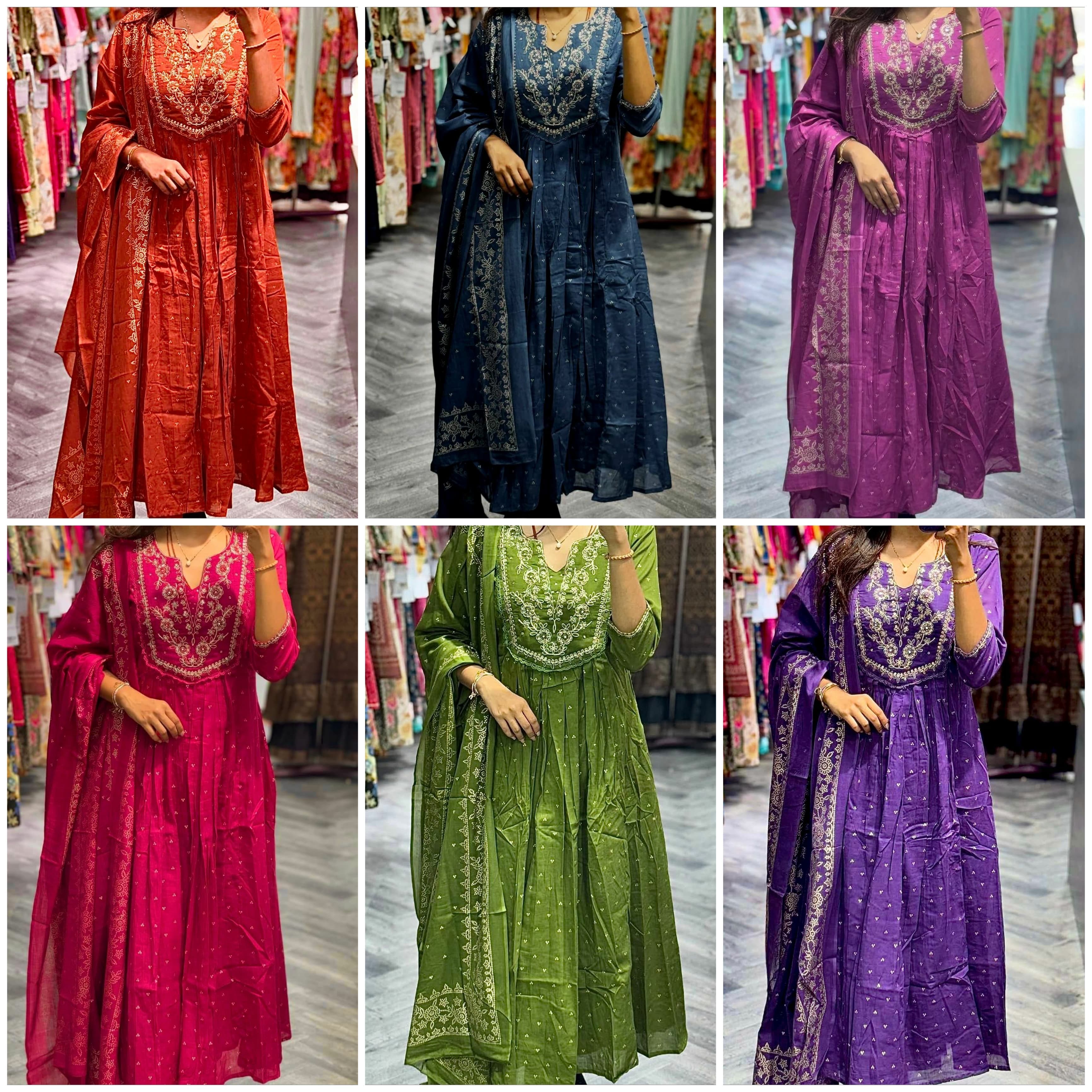 Lekha SC Kaya Cotton Print With Embroidery Kurti Bottom With Dupatta