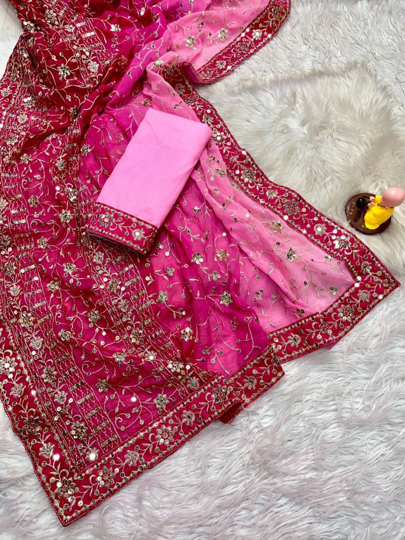 Vt 6038 T Traditional Wear Georgette Embroidered Saree Collection