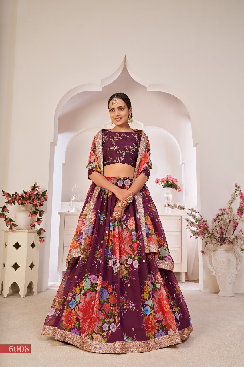 Aawiya Lotus Vol 1 SKU 6008 Georgette Digital Printed Lehenga Choli