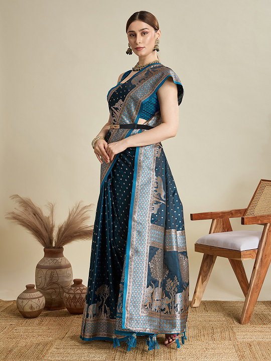 Maahi 190 Party Wear Zari Weaving Worked Soft Silk Saree with Unstitched Blouse