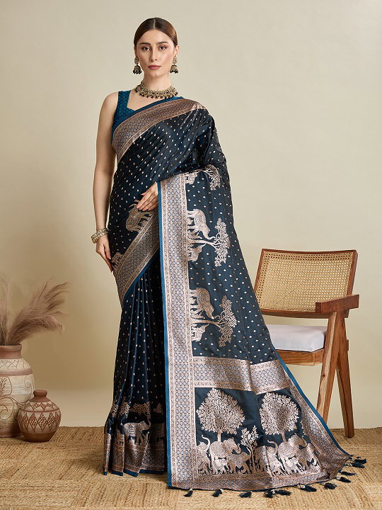 Maahi 190 Party Wear Zari Weaving Worked Soft Silk Saree with Unstitched Blouse