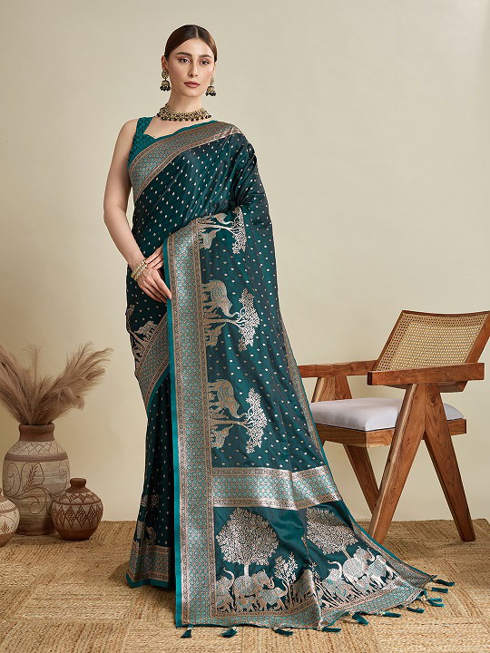 Maahi 190 Party Wear Zari Weaving Worked Soft Silk Saree with Unstitched Blouse