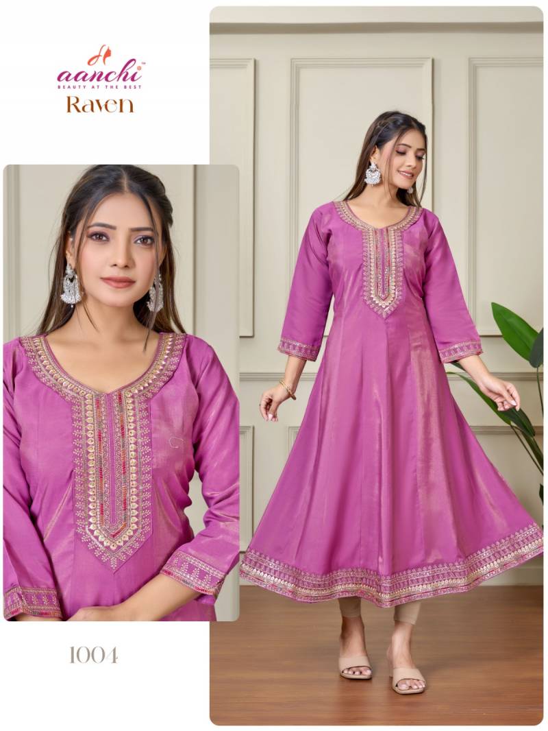 Aanchi Raven Roman Shimmer Flair Kurti Collection