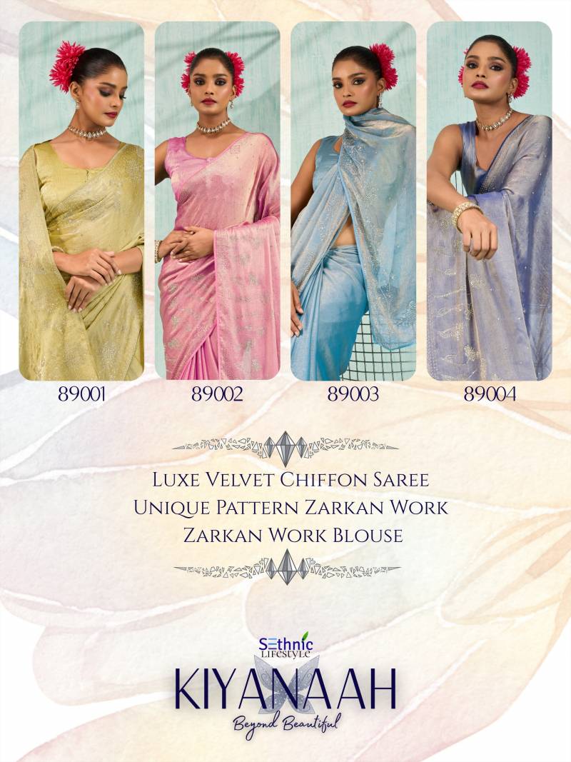 Sethnic Kiyanaah Dual Tone Velvet Chiffon Fancy Saree Collection