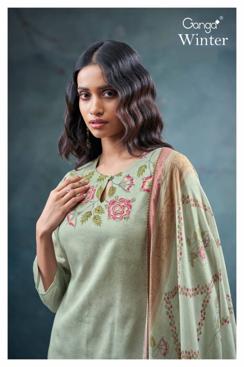 Ganga Winter Cotton Satin Printed Salwar Kameez Collection