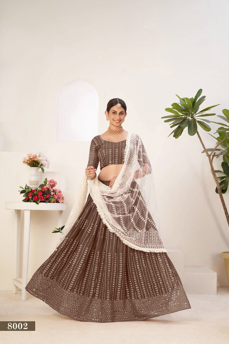 Aawiya Siya Vol 1 SKU 8002 Caramel Georgette Seuins Embroidery Lehenga Choli