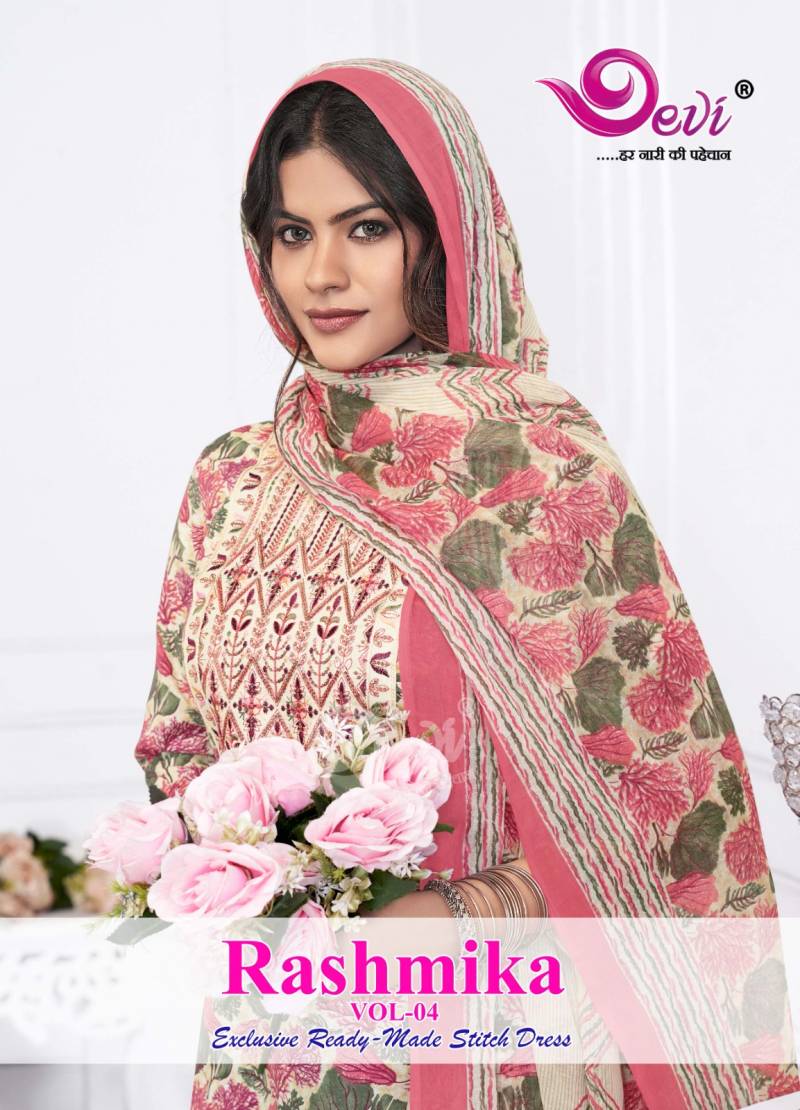 Devi Rashmika Vol 4 Cotton Printed Kurti Bottom With Dupatta Collection